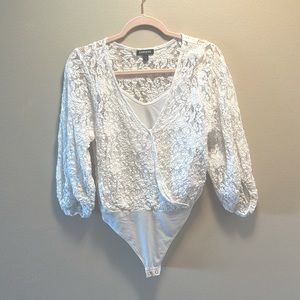 Express White lace bodysuit